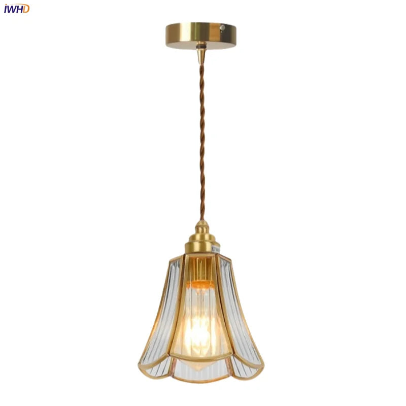 DecorBites™ Glass LED Hanging Lamp | Minimalist Copper Pendant Light