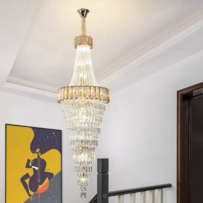 DecorBites™ Crystal Chandelier: High-End Duplex & Spiral Staircase Light for Luxury Living Spaces