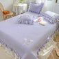 Decobites Handmade Lace Flowers Quilted Bedspread Coverlet Queen Double Mattress Cover