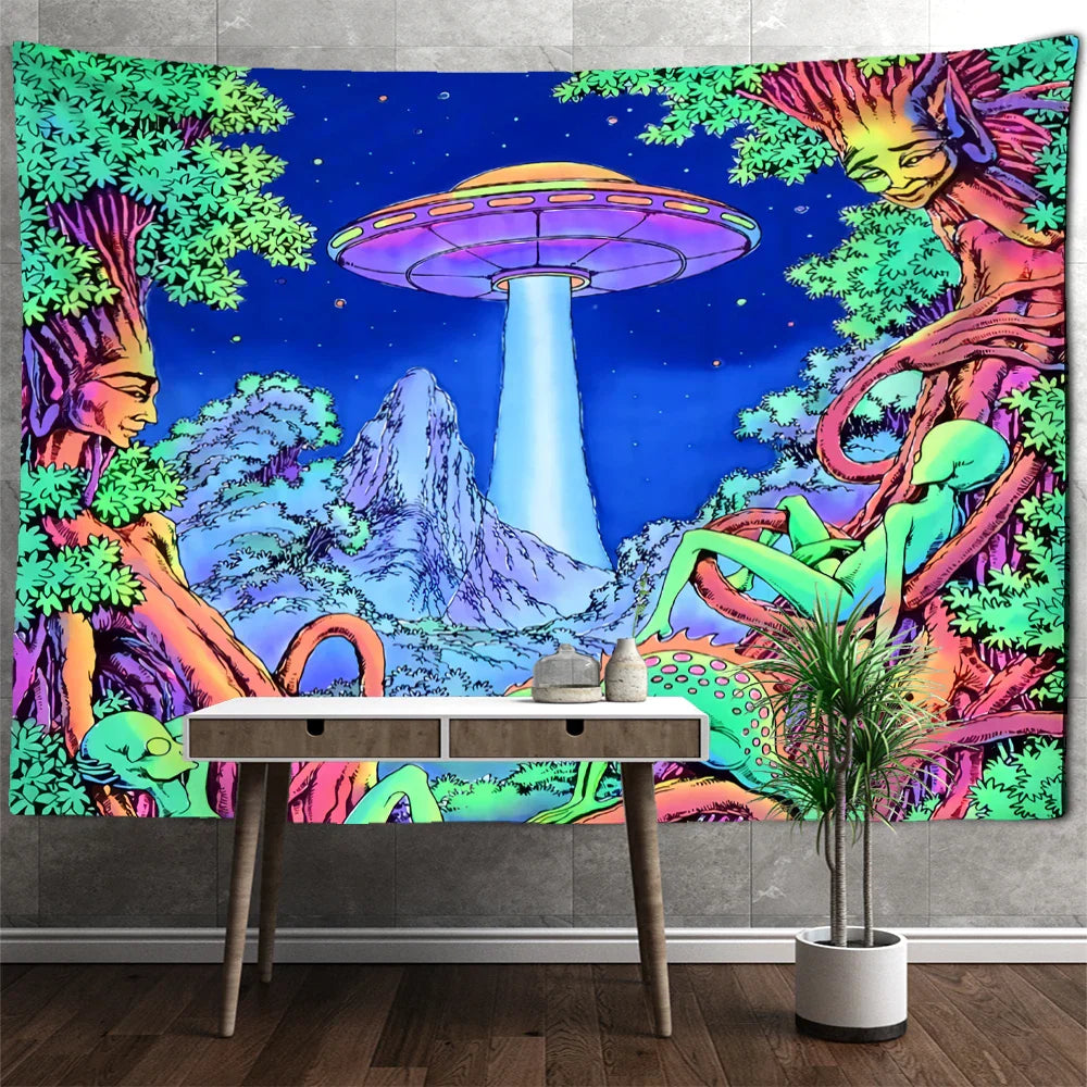 Decorbites™ Qualle Unterwasser-Gobelin: Psychedelische Alien-Kunst für die Raumdekoration