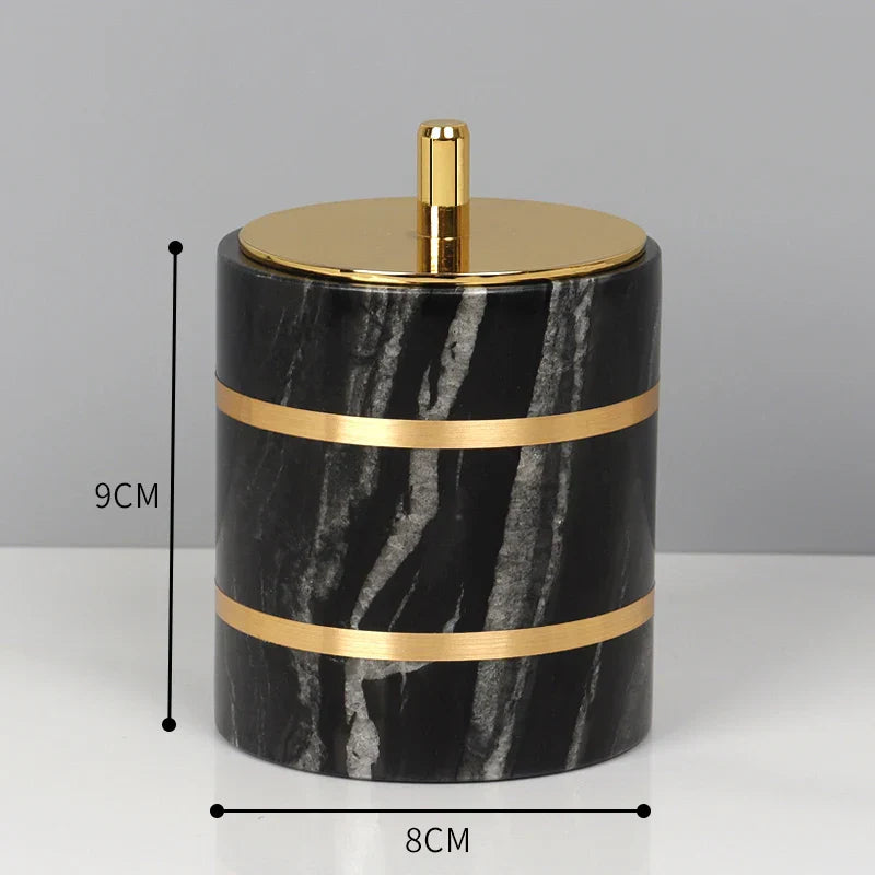 مجموعة إكسسوارات الحمام من الرخام الأسود من ديكوربايتس™