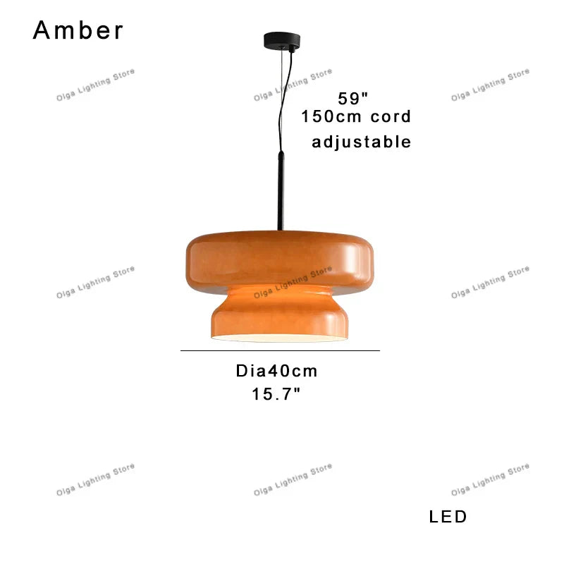 DecorBites™ Amber Green Glass Pendant Light Modern Round Dining Table Decor