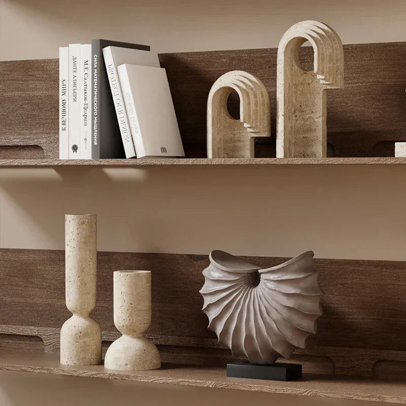 DecorBites™ Archway Shape Travertine Sculpture Figurine Statue for Home Decor