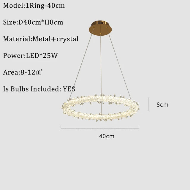 DecorBites™ K9 Crystal Round Chandelier: Modern LED Pendant Lamp for Home, Living Room, Bedroom, Lobby