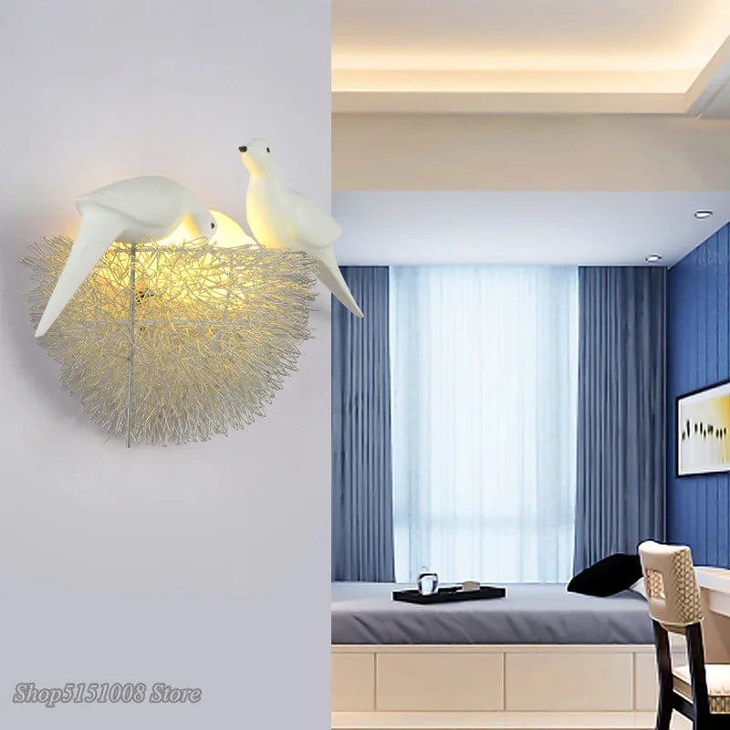 Decorbites™ Lámpara de Pared LED Nido de Pájaro Dorado Decoración Moderna para el Hogar Applique de Pared