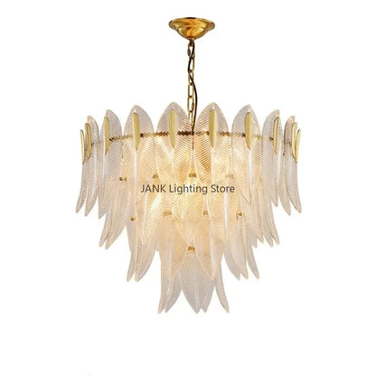 DecorBites™ Leaf Glass Pendant Lamp: Modern Luxury Crystal Suspension for Living Room, Restaurant, Bedroom.