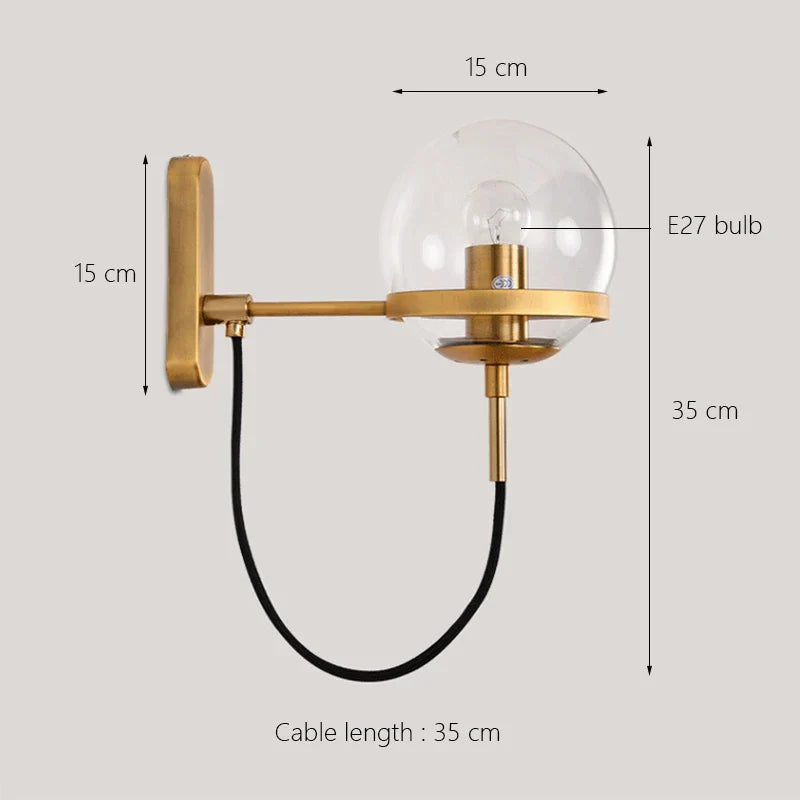 DecorBites™ Glass Shade Wall Sconce Lamps for Hotel Bedroom LED Lights