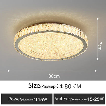 DecorBites™ Crystal LED Ceiling Lamp: Luxury Golden Glossy Lighting Fixture for Living Room
