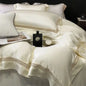 Decobites Luxury Lace Edge Bedding Set: Duvet Cover, Bed Sheet, Fitted Sheet, Pillowcases