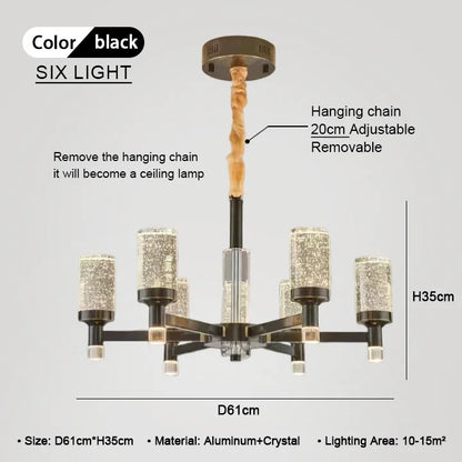 DecorBites™ Bubble Crystal Chandelier for Luxurious Living Room Decor