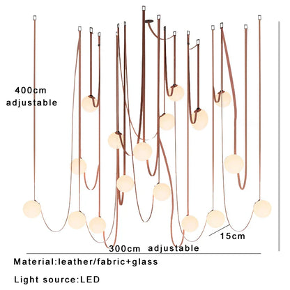 DecorBites™ Leather Glass Ball Pendant Light for Living Room, Adjustable Belt DIY Fixture