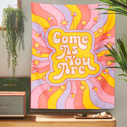 Decobites Retro Sun Rainbow Tapestry | Inspirational Psychedelic Wall Art for Vintage Home Décor