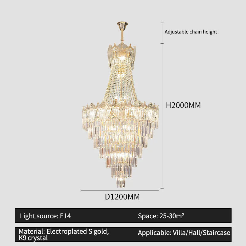 DecorBites™ Elegant Crystal Duplex Chandelier for Livingroom, Hotel, and Villa