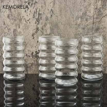 Decorbites™ 500ML Wellenförmige Getränke-Gläser mit Strohhalmen - Vintage Glasbecher