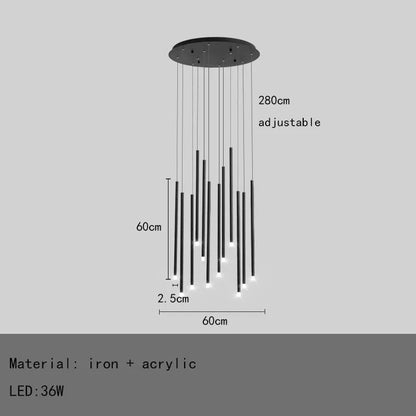 DecorBites™ LED Chandelier: Modern Minimalist Gold Black Wire Adjustable Light Fixture for Dining Room