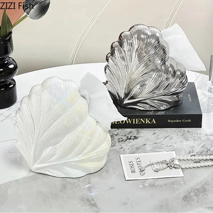 DecorBites™ Heart Feather Ceramic Tissue Box Desk Decoration Bedside Paper Towel Case