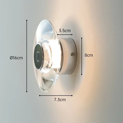 Lámpara de pared de noche DecorBites™ Crystal: Diseño circular minimalista moderno para el hogar