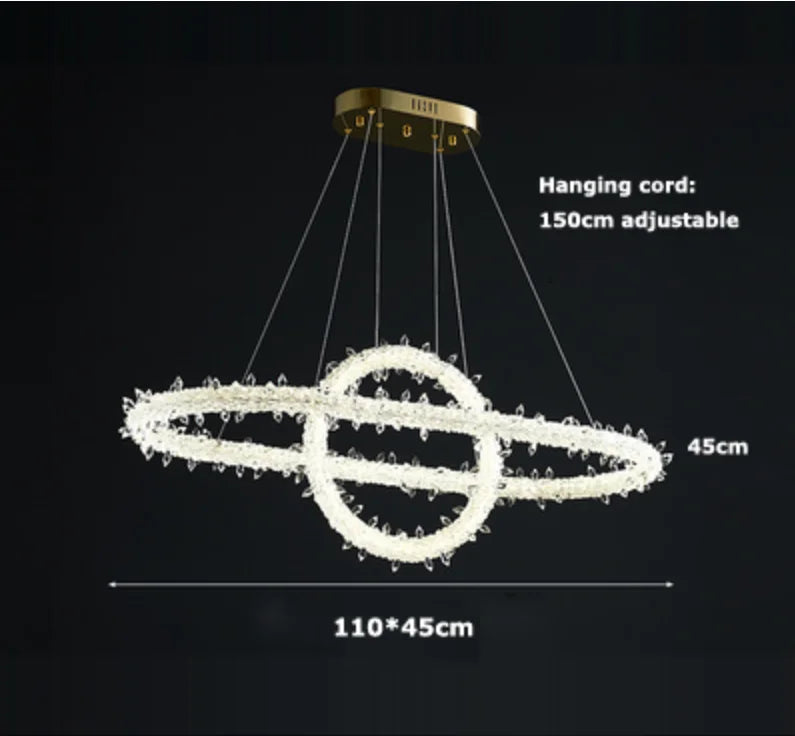 DecorBites™ Crystal Flower LED Chandelier: Modern Luxury Round Ring Pendant Light for Dining & Living Room
