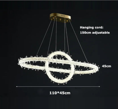 DecorBites™ Crystal Flower LED Chandelier Round Ring Pendant for Dining Living Room Lighting