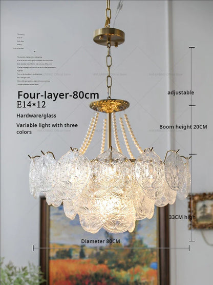DecorBites™ Crystal Chandelier: Modern Chic Pearl Light for Elegant Home Decor