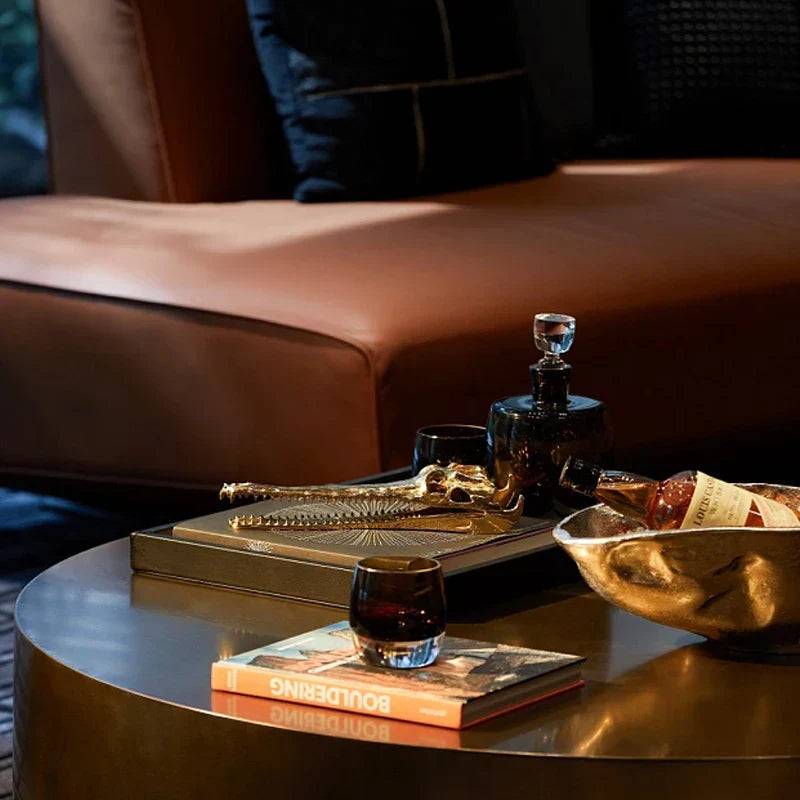 DecorBites™ Golden Crocodile Skull Resin Sculpture Home Decor Figurine