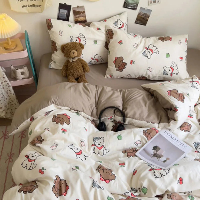 DecorBites™ Korean Floral Print Single Duvet Cover: Sweet Comfort, All Seasons, Skin-Friendly