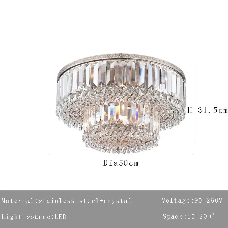 DecorBites™ Large Crystal Chandelier Chrome Hanging Lamp for Dining Room Decor