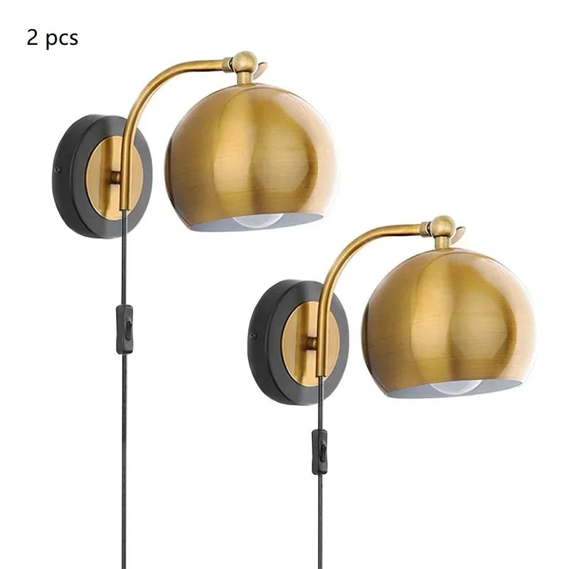 Aplique de pared ajustable enchufable en oro Decorbites™ para decoración de hogar vintage industrial