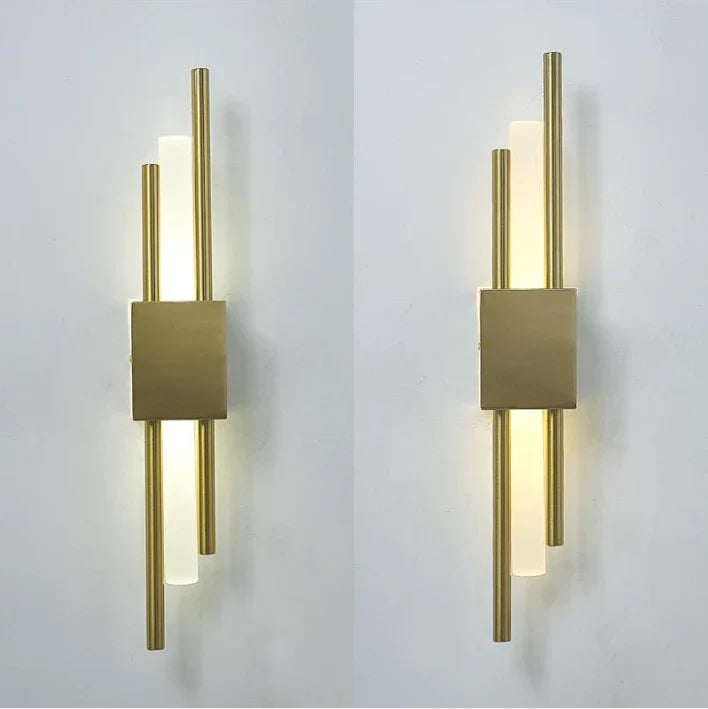 DecorBites™ Black & Gold Acrylic Pipe Wall Lamp, Modern LED Room Decor Sconce