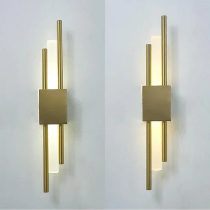 DecorBites™ Black & Gold Acrylic Pipe Wall Lamp, Modern LED Room Decor Sconce
