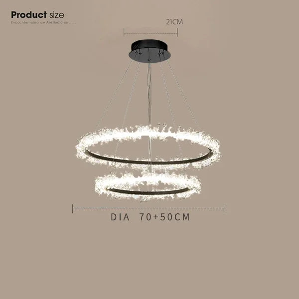 Chandelier de Anillo de Cristal Dorado Decorbites™ para la Decoración de Sala de Estar y Restaurante