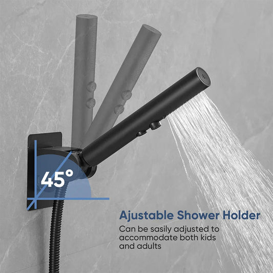 DecorBites™ Black Stainless Steel High Pressure Shower Head Handheld Spray Nozzle