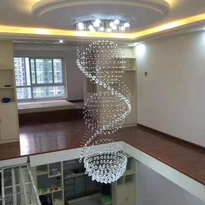 DecorBites™ Crystal Chandelier: Modern LED Staircase Light for Living Room and Lobby