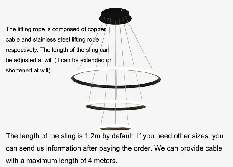 DecorBites™ Modern LED Ring Pendant Chandelier - Black
