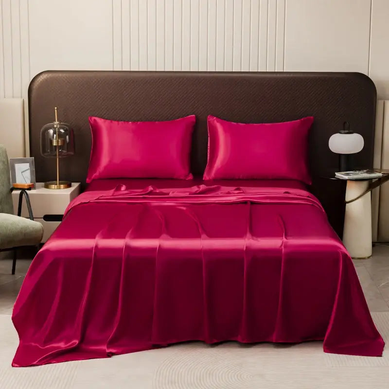 Opulent Solid Color Satin Bedding Set
