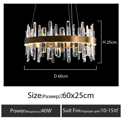 DecorBites™ K9 Crystal LED Round Chandelier for Kitchen Living Room Bedroom Decor