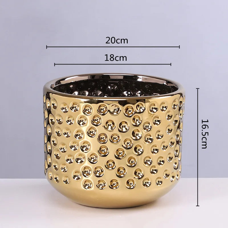 Macetas de Cerámica Dorada Decorbites™ Flor Suculenta Vaso Terrario Macetas para Plantas Decoración Hogar Balcón