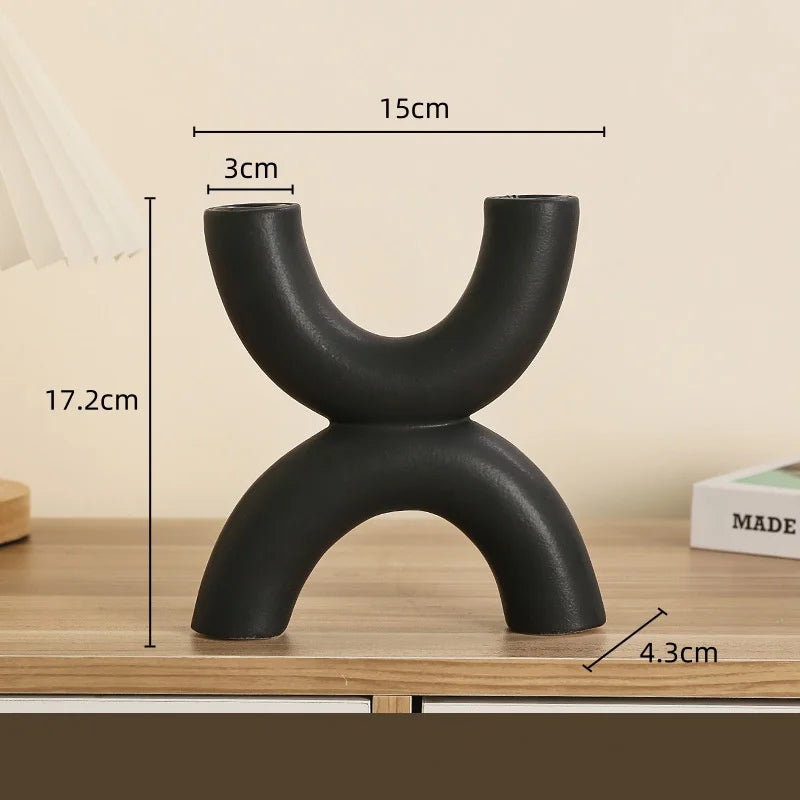 ديكوربايتس™ - زينة حاملات الشموع الخزفية الهندسية - إكسسوارات ديكور المنزل