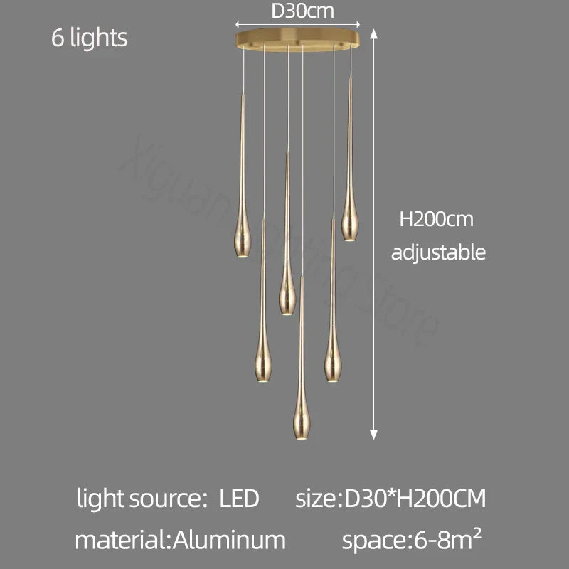 Decorbites™ Candelabro de LED Dorado para Salón de Villa Dúplex y Escalera