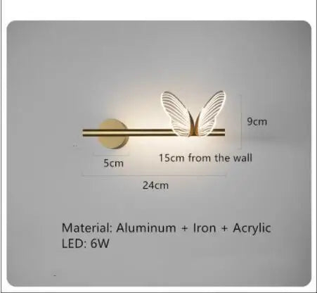 Decorbites™ Lámpara de Araña de Techo Redonda LED Mariposa Dorada para Sala de Estar y Dormitorio