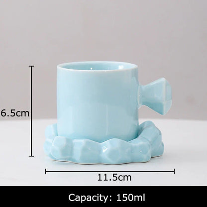 DecorBites™ Bowknot Decor Porcelain Cup & Saucer Set - Elegant Coffee Mug for Dining Table