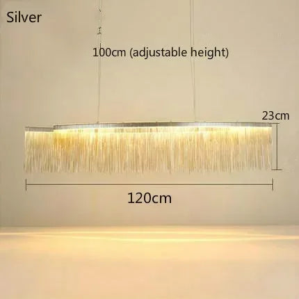 DecorBites™ LED Aluminum Tassel Chandelier: Modern Dimmable Light for Living Room, Hotel, Hall
