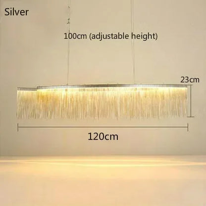 DecorBites™ LED Aluminum Tassel Chandelier: Modern Dimmable Light for Living Room, Hotel, Hall