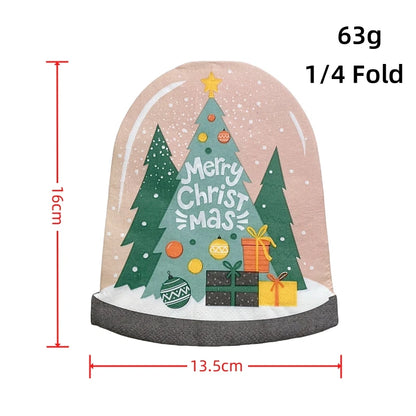 20Pcs/Bag Cartoon Die Cut Santa Claus Stocking Tree Decoupage Paper Napkins Paper Serviettes for Christmas Party Tableware Decor