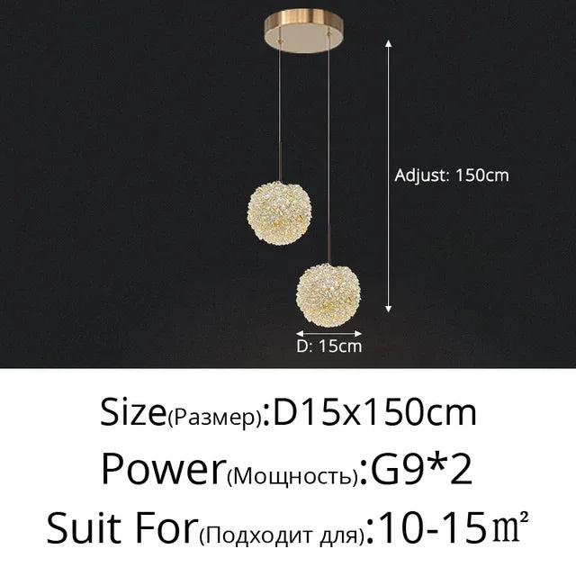 Lámpara colgante de bola de cristal DecorBites™ para dormitorio o bar