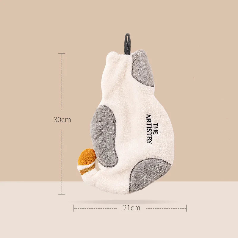 DecorBites™ Cartoon Animals Hand Towel: Soft Coral Fleece, High Absorbency, Skin Friendly Kids' Towel