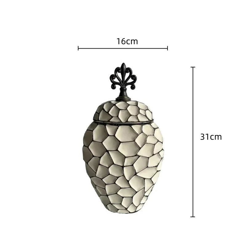 مزهرية سيراميك هندسية بتصميم مربعات ألماسية من ديكور بايتس™: تنسيقات زهور وإكسسوارات ديكور منزلي