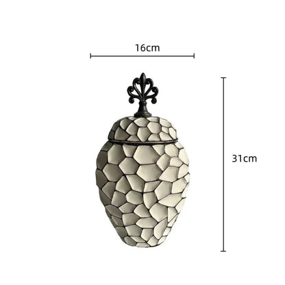 مزهرية سيراميك هندسية بتصميم مربعات ألماسية من ديكور بايتس™: تنسيقات زهور وإكسسوارات ديكور منزلي