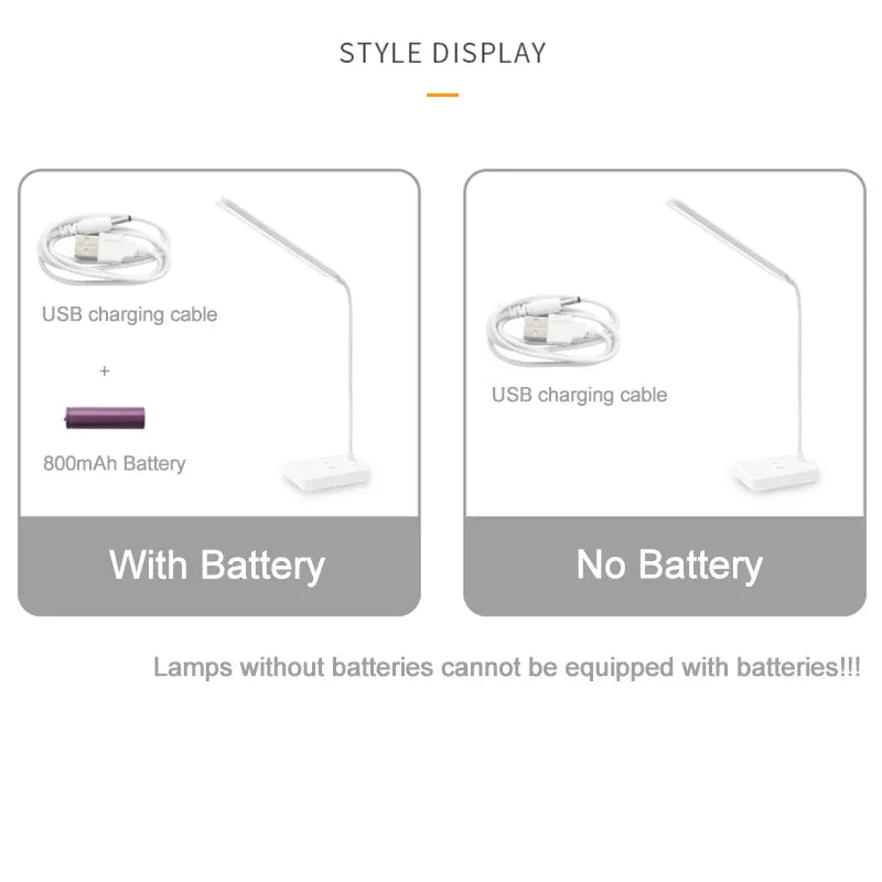 DecorBites™ LED Foldable Desk Lamp with 3-Level Color & Touch Dimmable Light