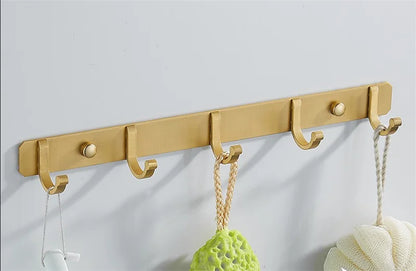 DecorBites™ Brushed Gold Aluminum Robe Hooks Set of 4 - Bathroom & Kitchen Hangers